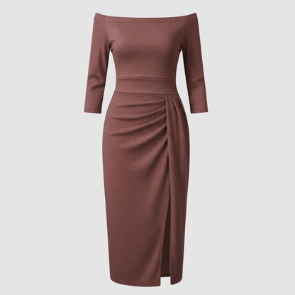 Elegantes Damen Hochzeitskleid Off-Shoulder Lang Satin