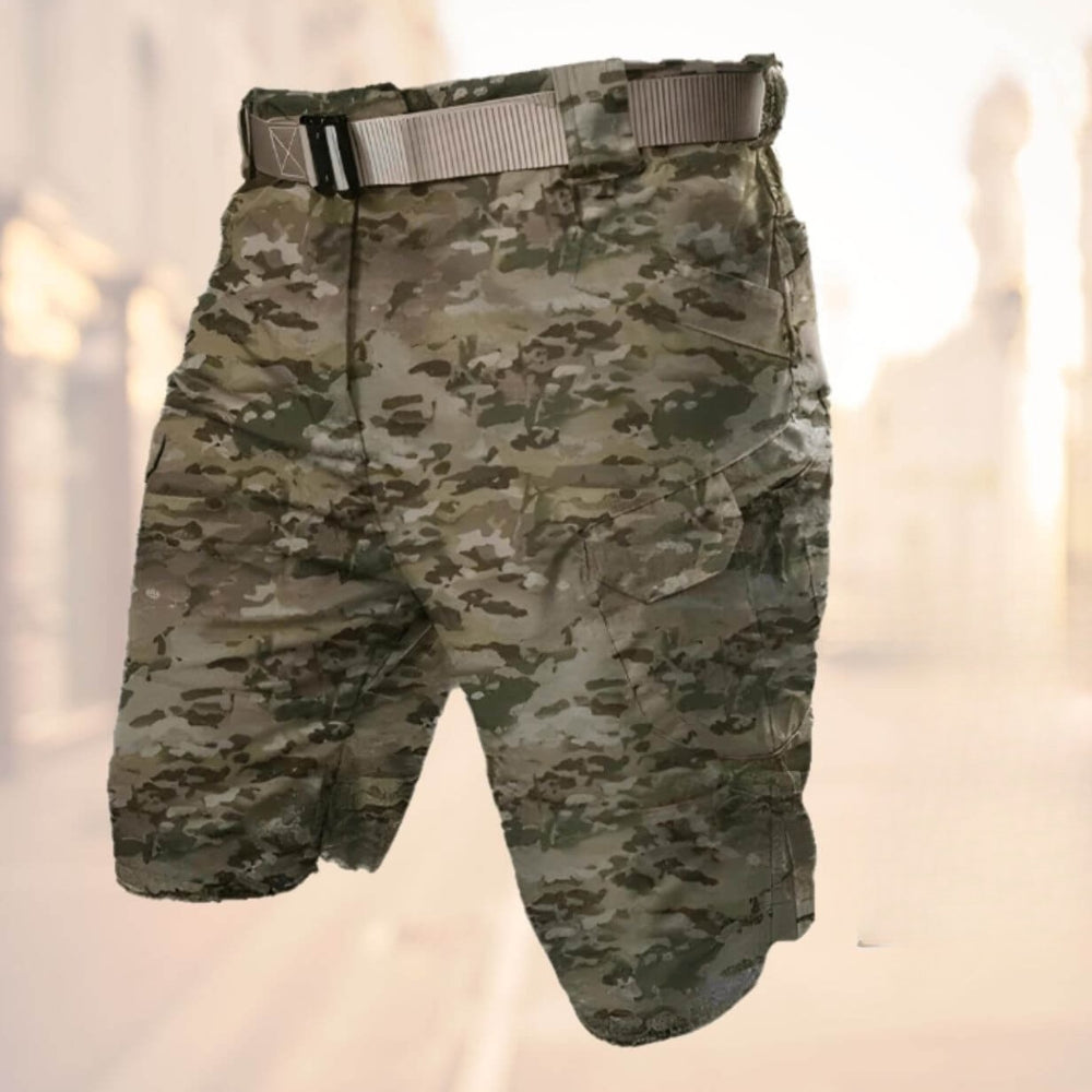 Herren Cargo Shorts Gürtel Reißverschluss Beutel Olivgrün