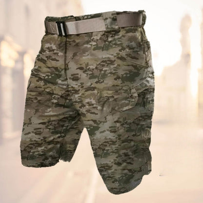 Herren Cargo Shorts Gürtel Reißverschluss Beutel Olivgrün