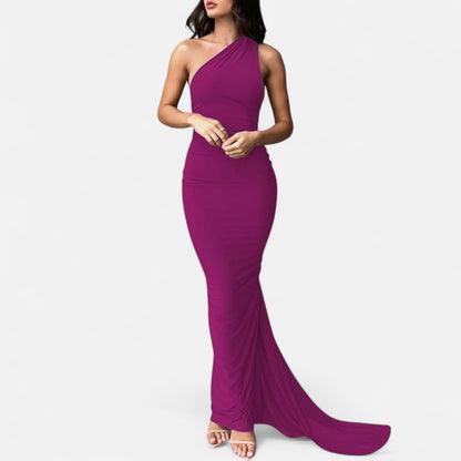 Damen Maxikleid Ein-Schulter-Neckholder