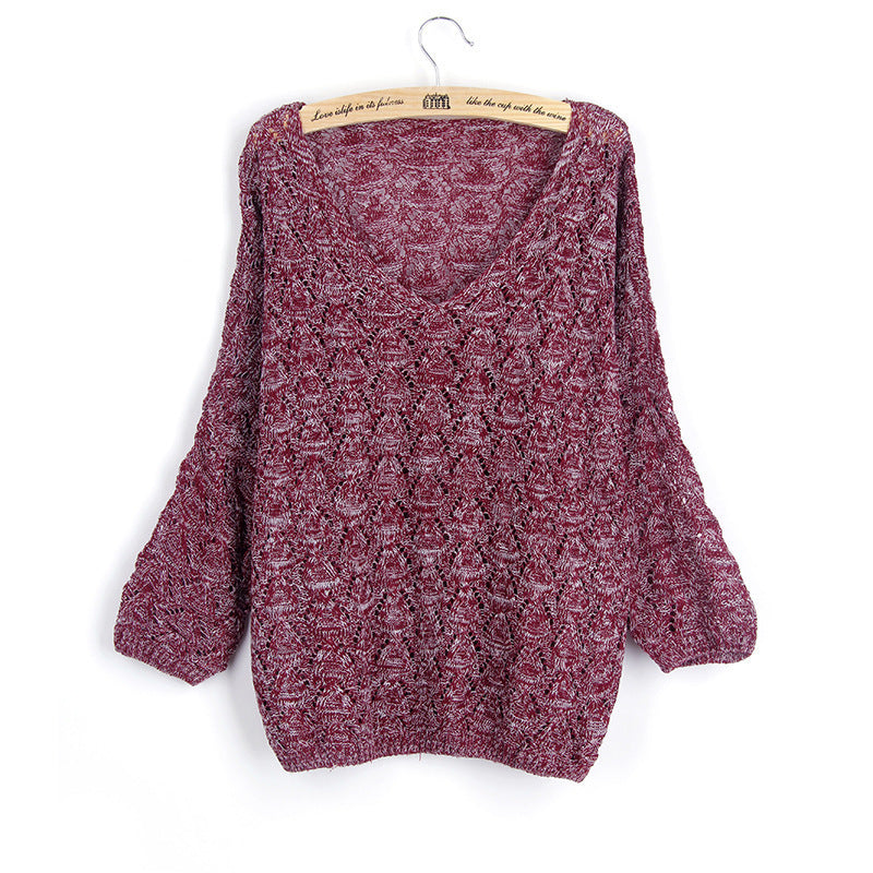 Damen Strickpullover V-Ausschnitt Luftiger Strick Anthrazit