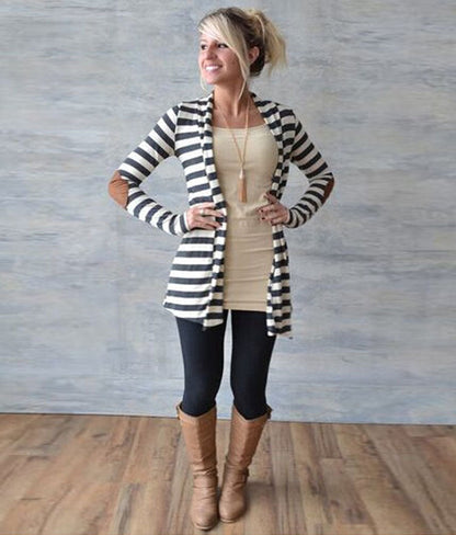Damen Strickcardigan Lässig mit Ellbogenflicken