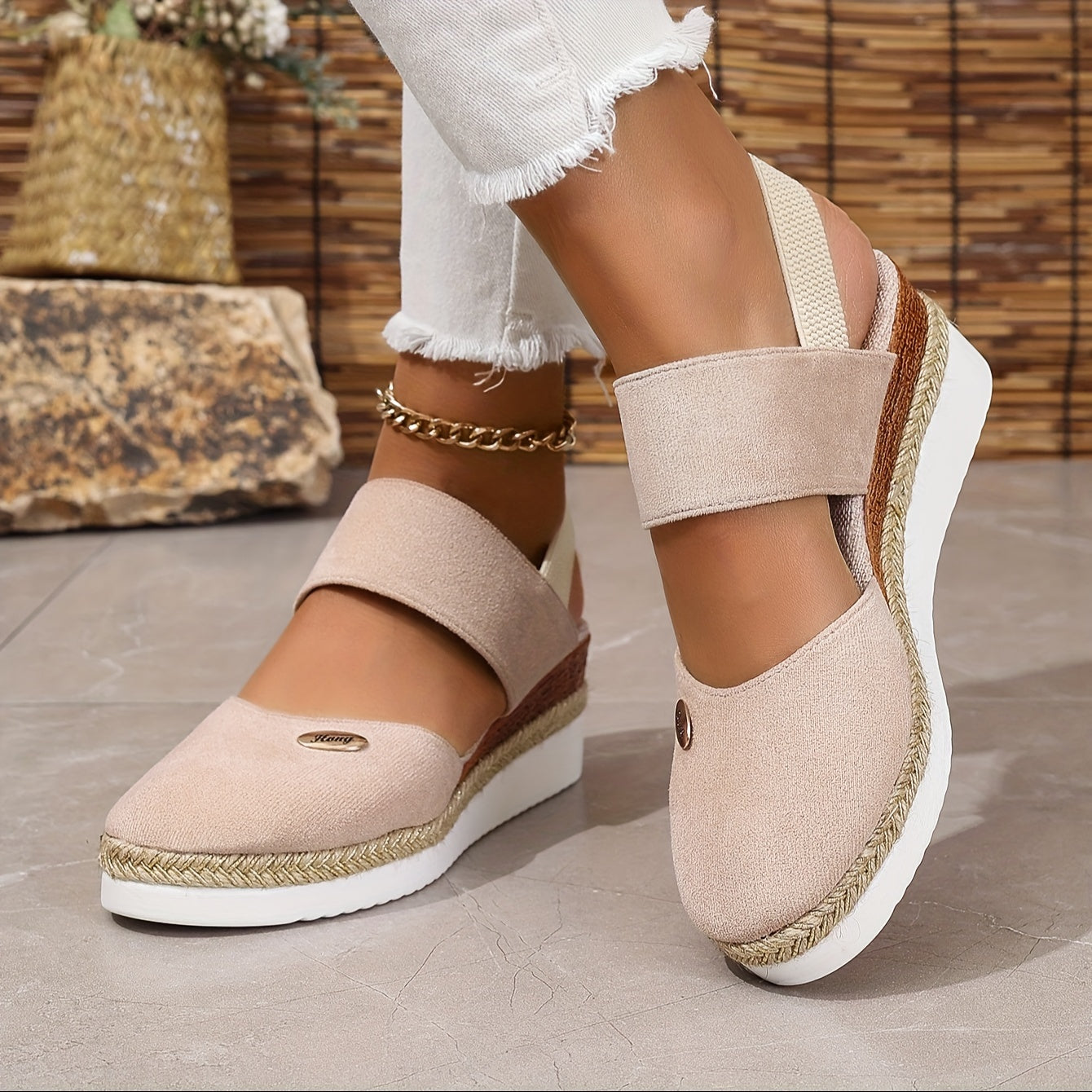 Damen Sandalen Plattform Rutschfest Elastisch