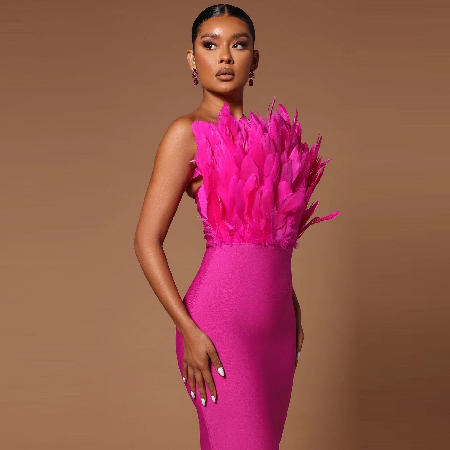 Eveloria Damen Kleid Federtop Anmutig
