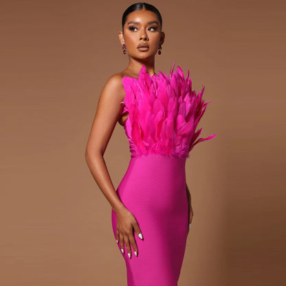 Eveloria Damen Kleid Federtop Anmutig