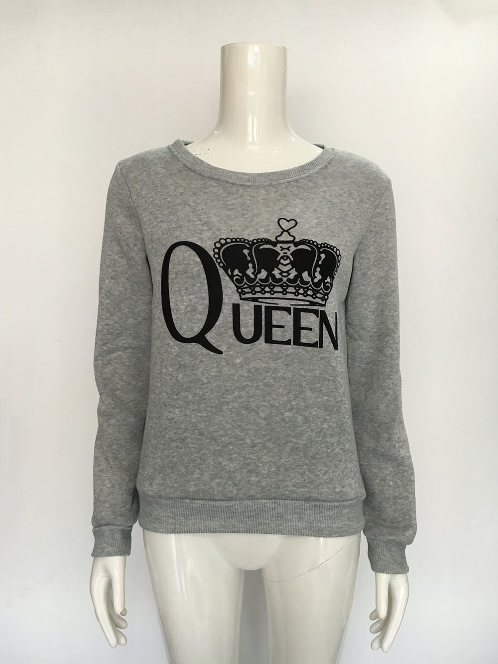 Damen Sweatshirt Königlicher Aufdruck Eveloria Grau