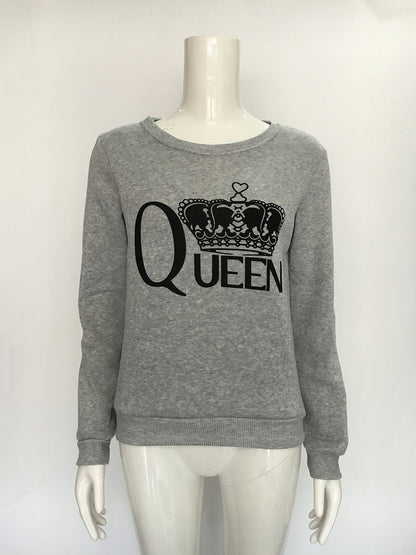 Damen Sweatshirt Königlicher Aufdruck Eveloria Grau