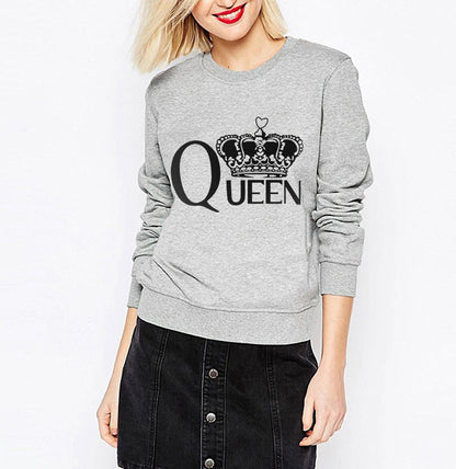 Damen Sweatshirt Königlicher Aufdruck Eveloria Grau