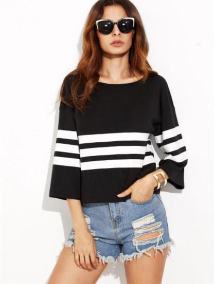 Damen Pullover Streifenmuster Baumwolle Eveloria - Eveloria