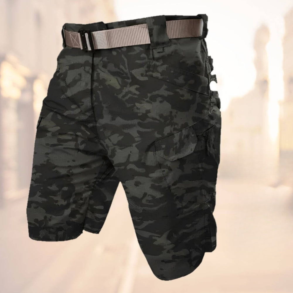 Herren Cargo Shorts Gürtel Reißverschluss Beutel Olivgrün