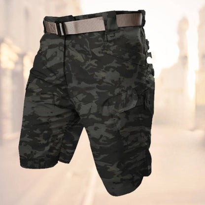 Herren Cargo Shorts Gürtel Reißverschluss Beutel Olivgrün