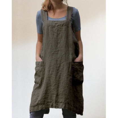 Damen Schürzenkleid mit Taschen Lässig Sommer