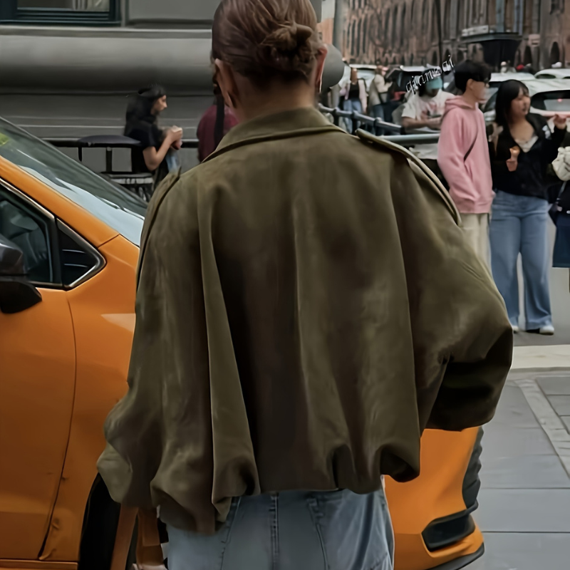 Eveloria Damen Oversize Bomberjacke Grün