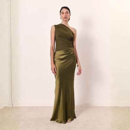 Damen Hochzeitsgastkleid Ein-Schulter Abendkleid