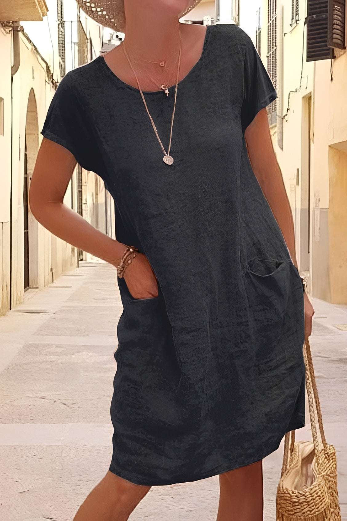 Damen Kurzarmkleid Leichtes Sommerkleid