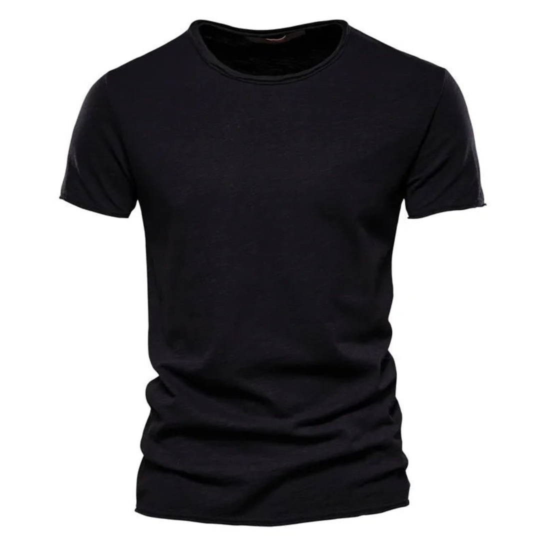 Herren Klassisches Rundhals T-Shirt aus Baumwolle Weiß