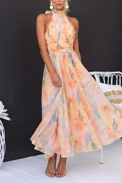 Damen Maxi Kleid Blumenmuster Leicht Sommerkleid