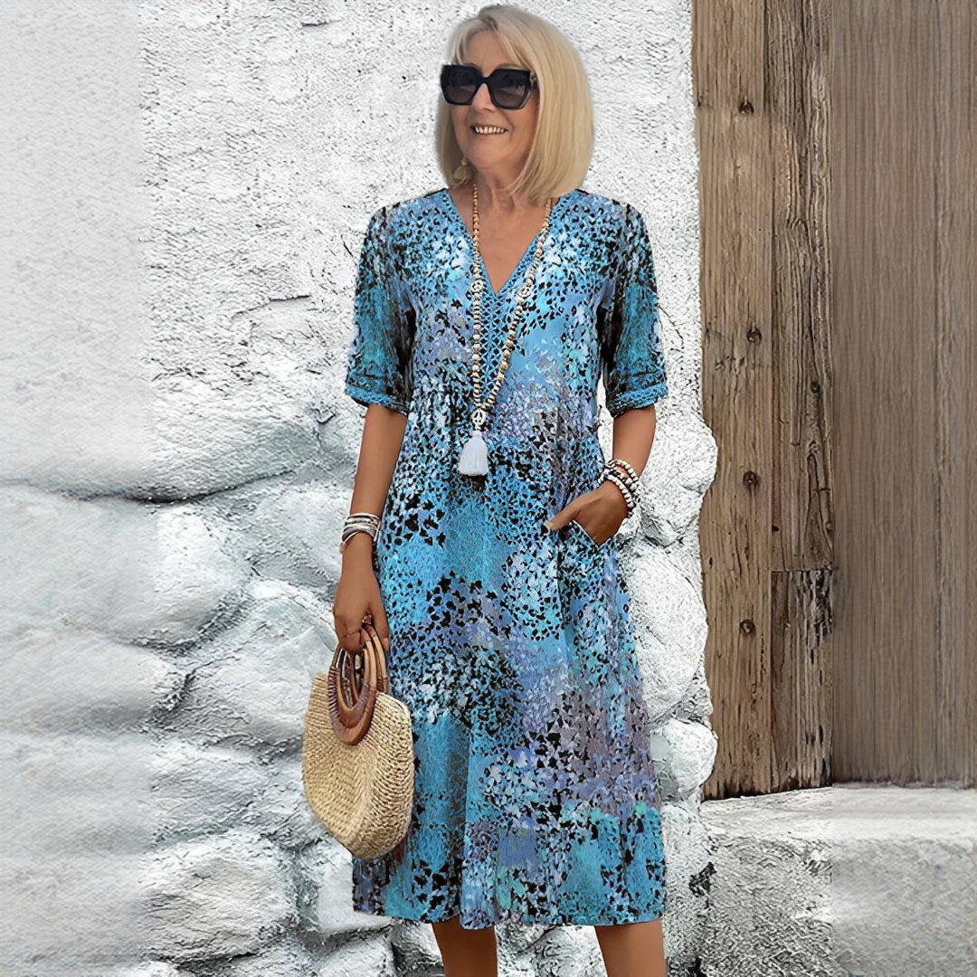 Damen Sommerkleid Blumenmuster Leicht Baumwolle Mehrfarbig