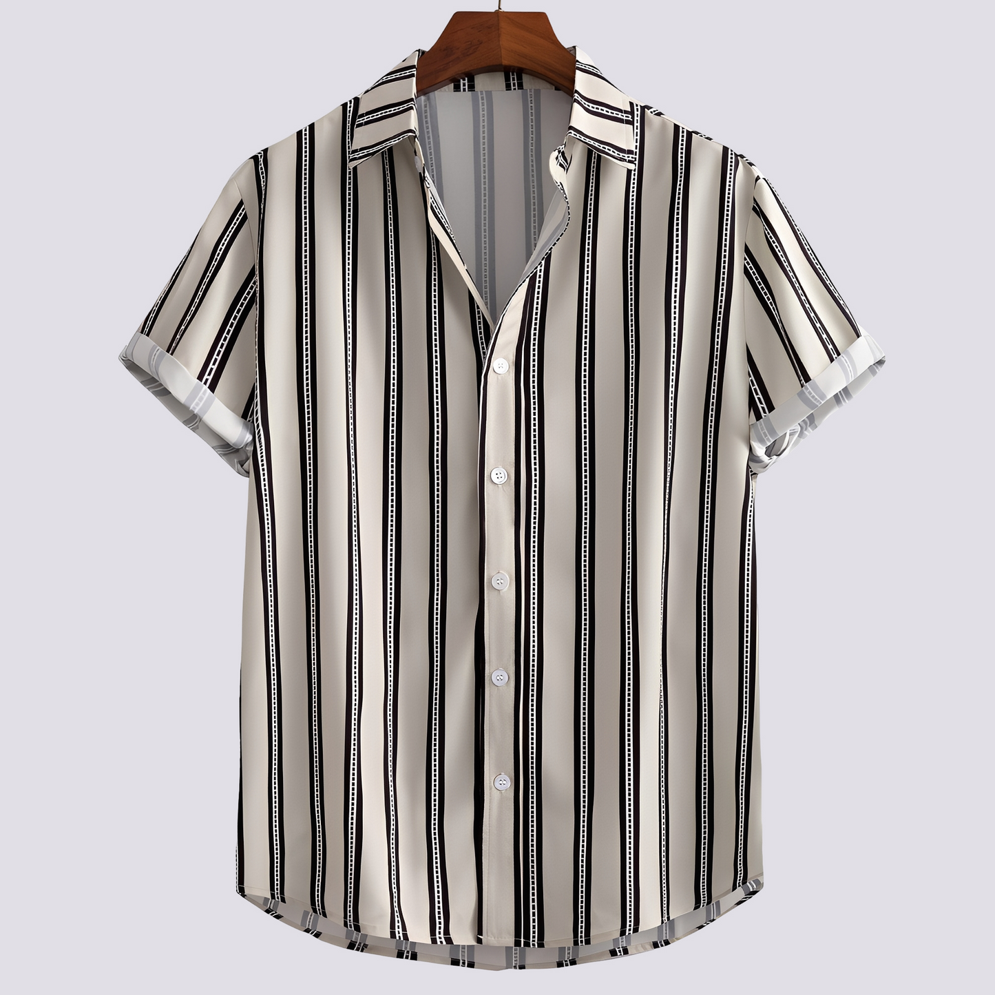 Herren Musterhemd Klassisches Print-Hemd Baumwolle Blau