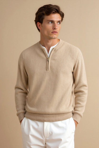 Klassischer Strickpullover Reißverschluss Zeitlos Komfortabel