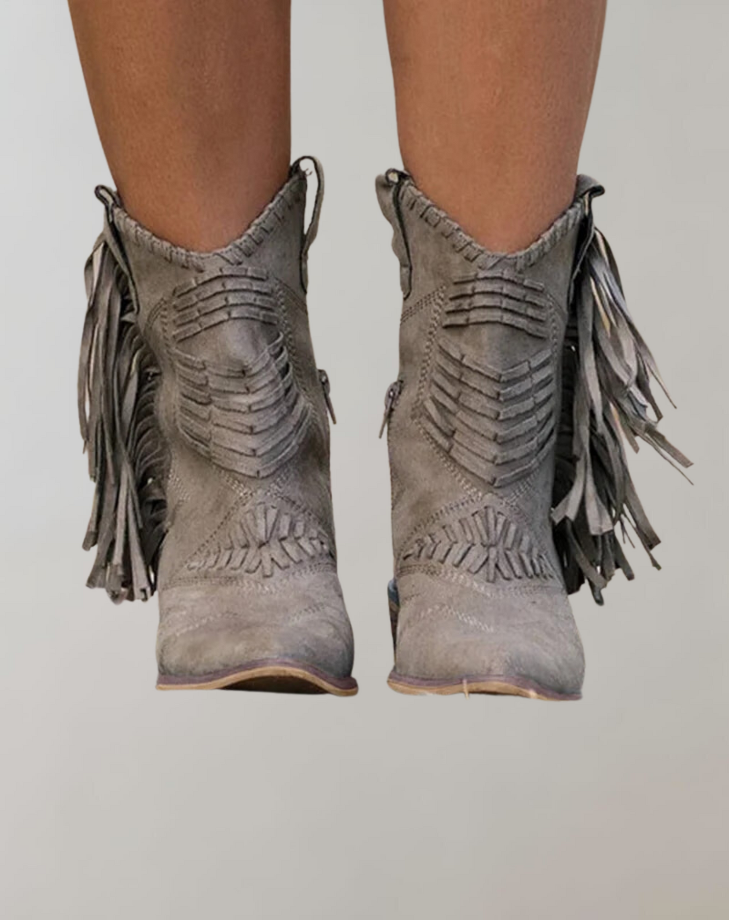 Eveloria Damen Westernstiefel mit Fransen Leder