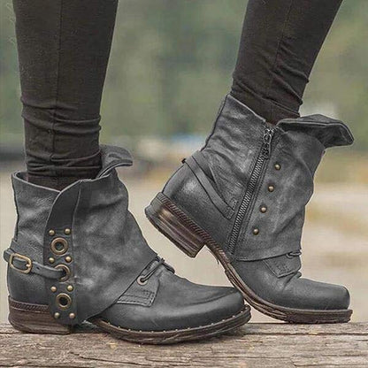 Eveloria Damen Stiefelette Rutschfest mit Seitenreißverschluss