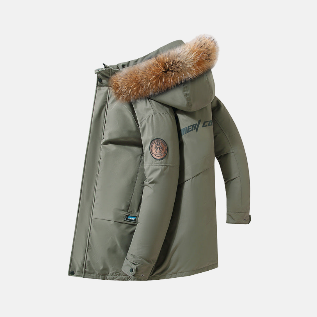 Eveloria Damen Parka Glattes Gewebe Abnehmbarer Kunstpelz Mittellang - Eveloria