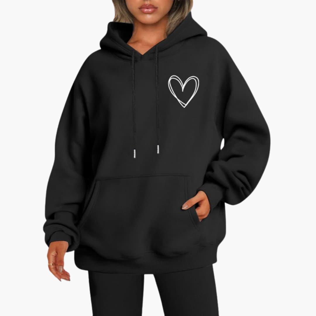 Damen Hoodie Kapuzenpullover Herz-Motiv - Eveloria