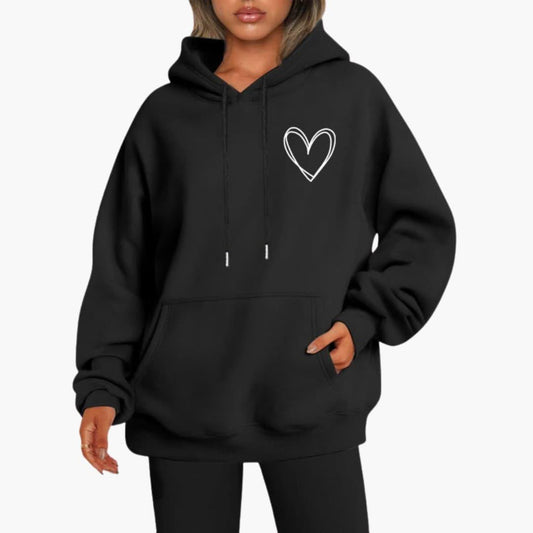 Damen Hoodie Kapuzenpullover Herz-Motiv - Eveloria