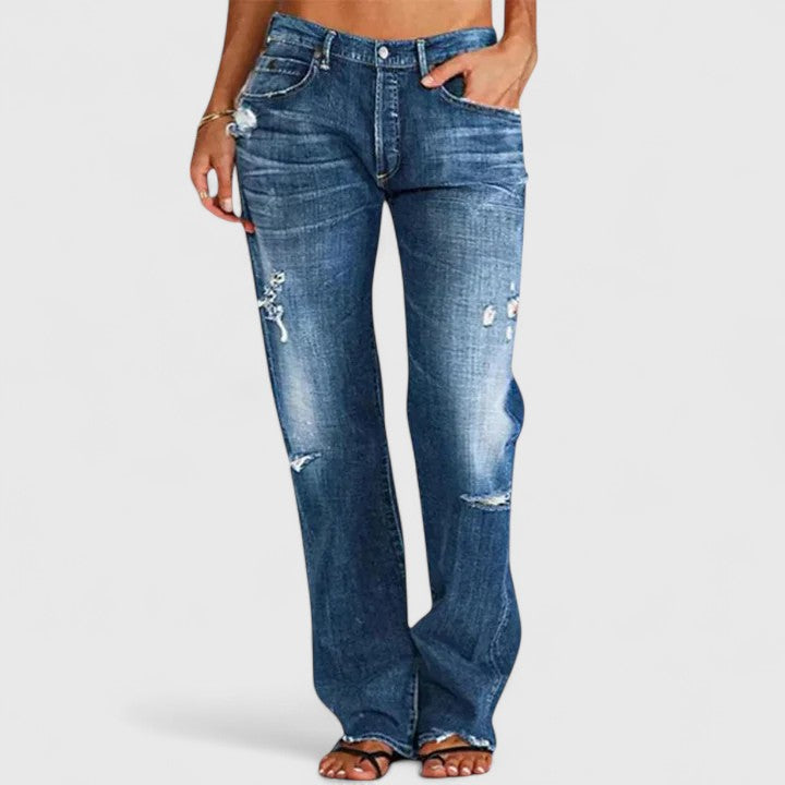 Damen Vintage-Jeans Lockerer Passform Blau
