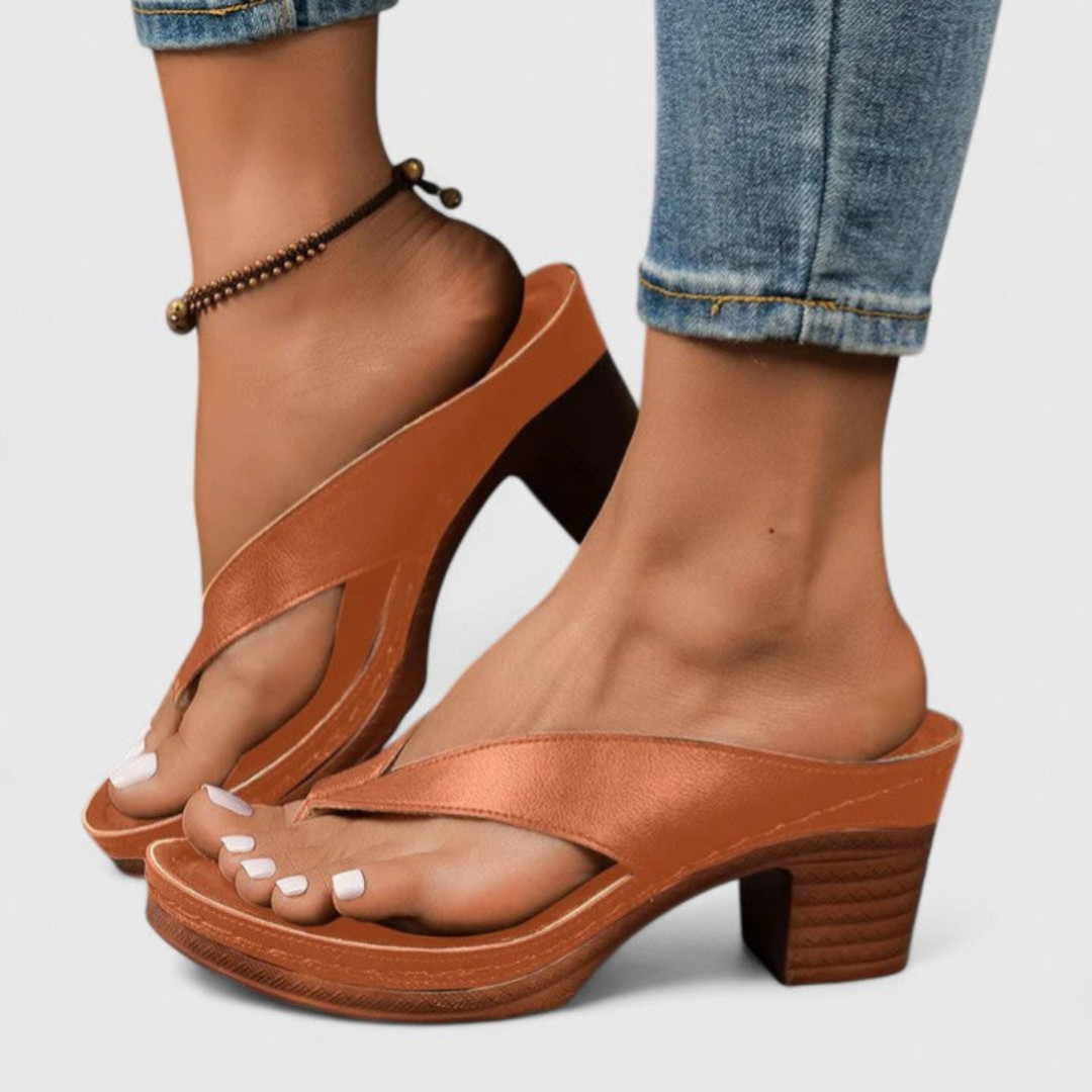 Damen Chunky Heel Zehentrenner Sandalen