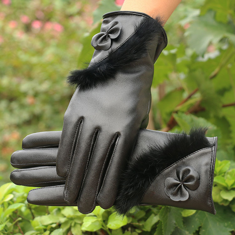 Damen Lederhandschuhe Schwarz - Eveloria