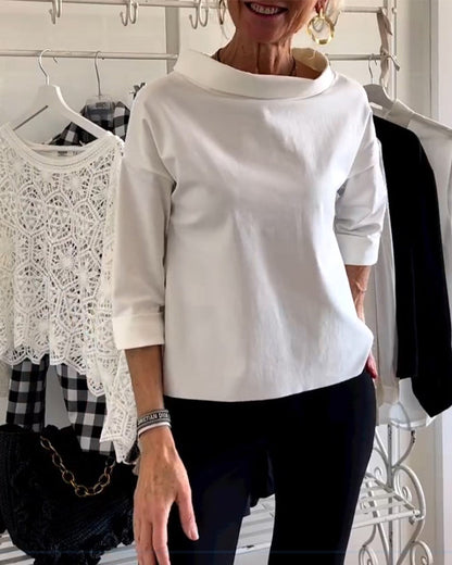 Damen Bluse Wasserfallausschnitt 3/4-Ärmel Lässig