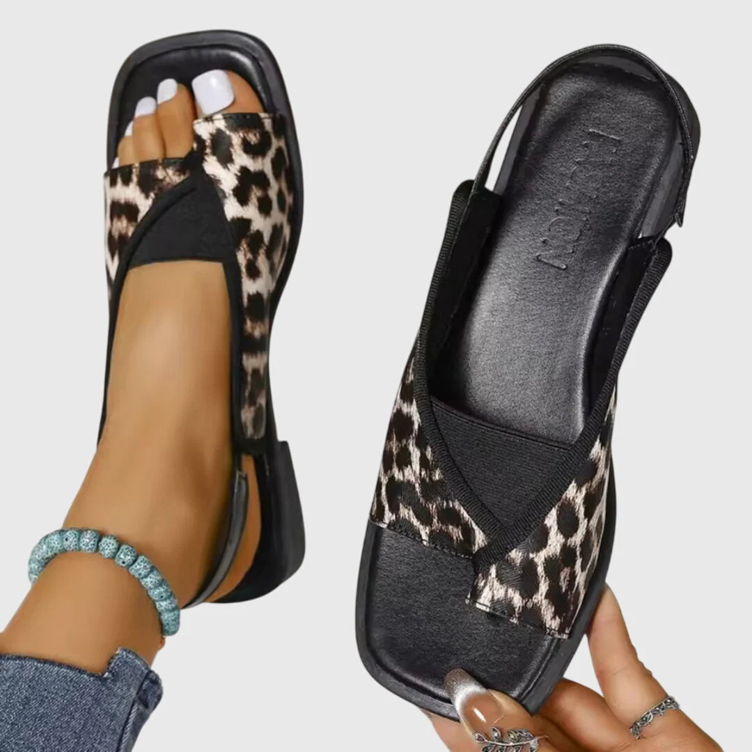 Damen Flache Sandalen Mit Kontrast Riemen