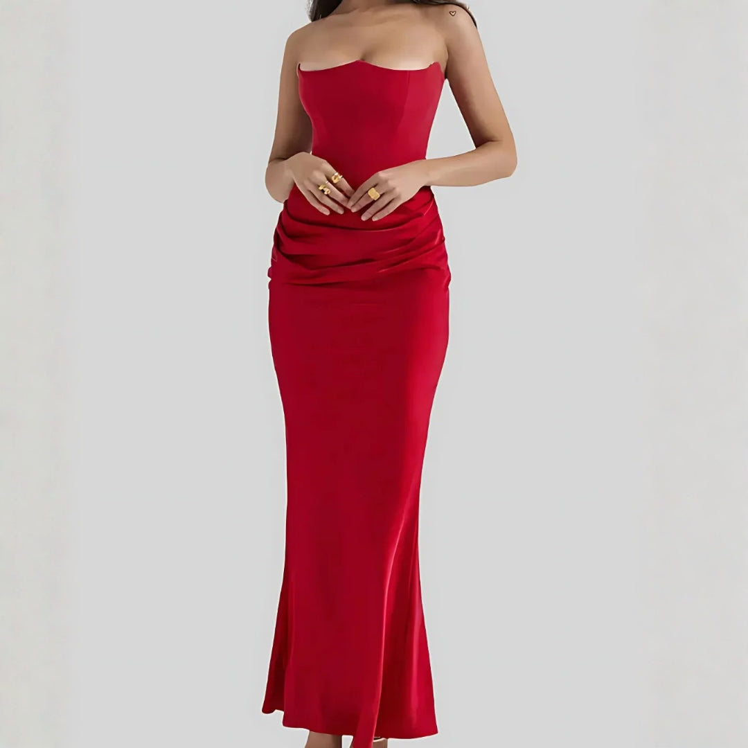 Damen Hochzeitsgastkleid Drapiertes Maxikleid