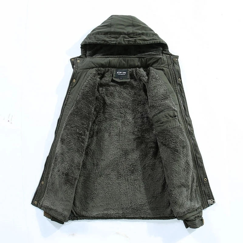 Herren Winterjacke Fleecegefüttert Lang