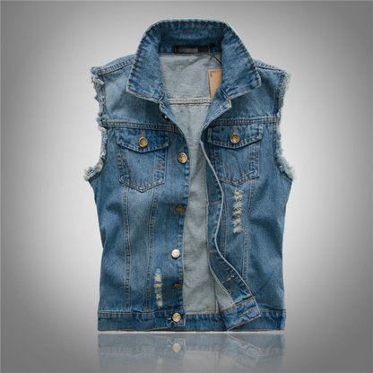 Herren Weste Ärmellos Vintage Stil Baumwolle Braun