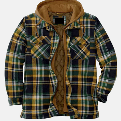 Herren Kariertjacke Warm Lässig Knöpfen Braun