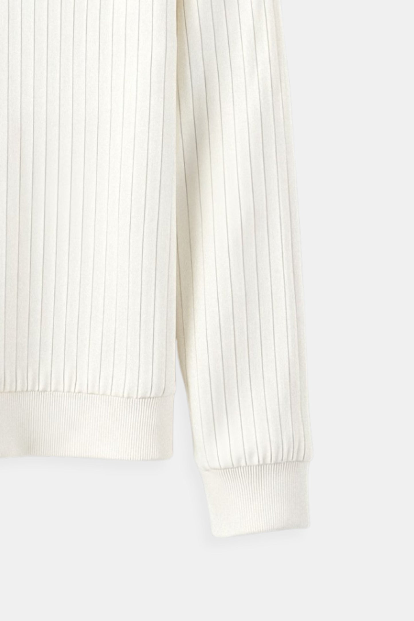 Herren Feinripp Langarmshirt Minimalistisch Weiß