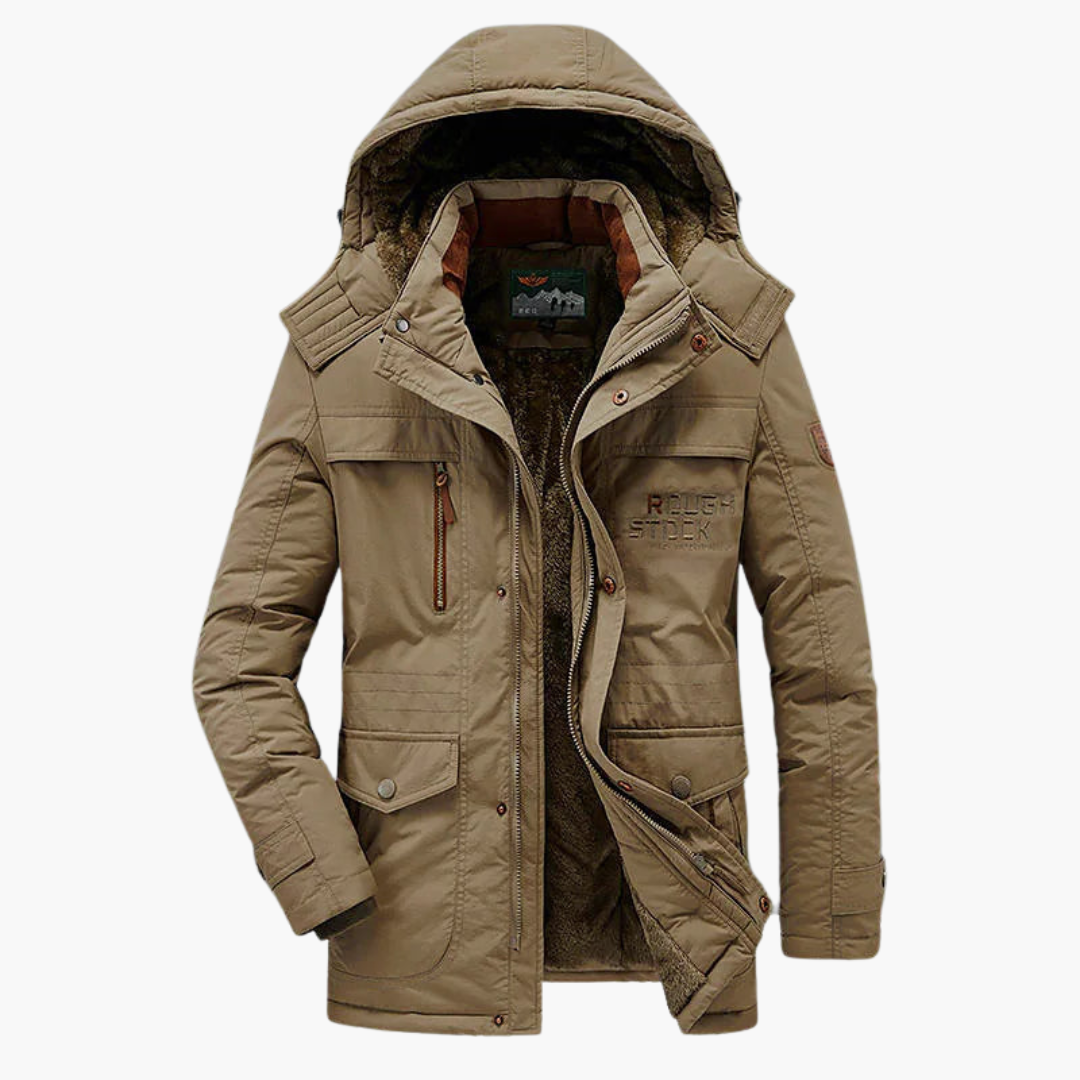 Herren Lange Winterjacke Fleece