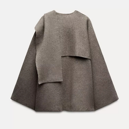Damen Poncho Asymmetrisch Wolle Elegantes Design