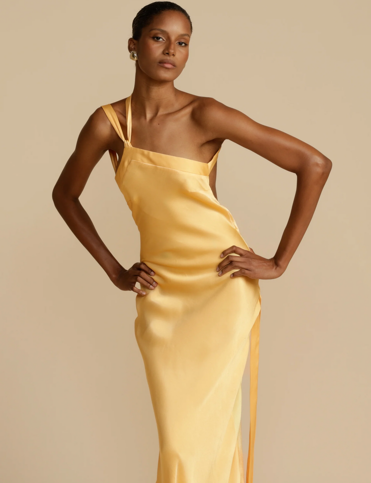 Eveloria Damen Satin Kleid Glänzend Sommerfarben
