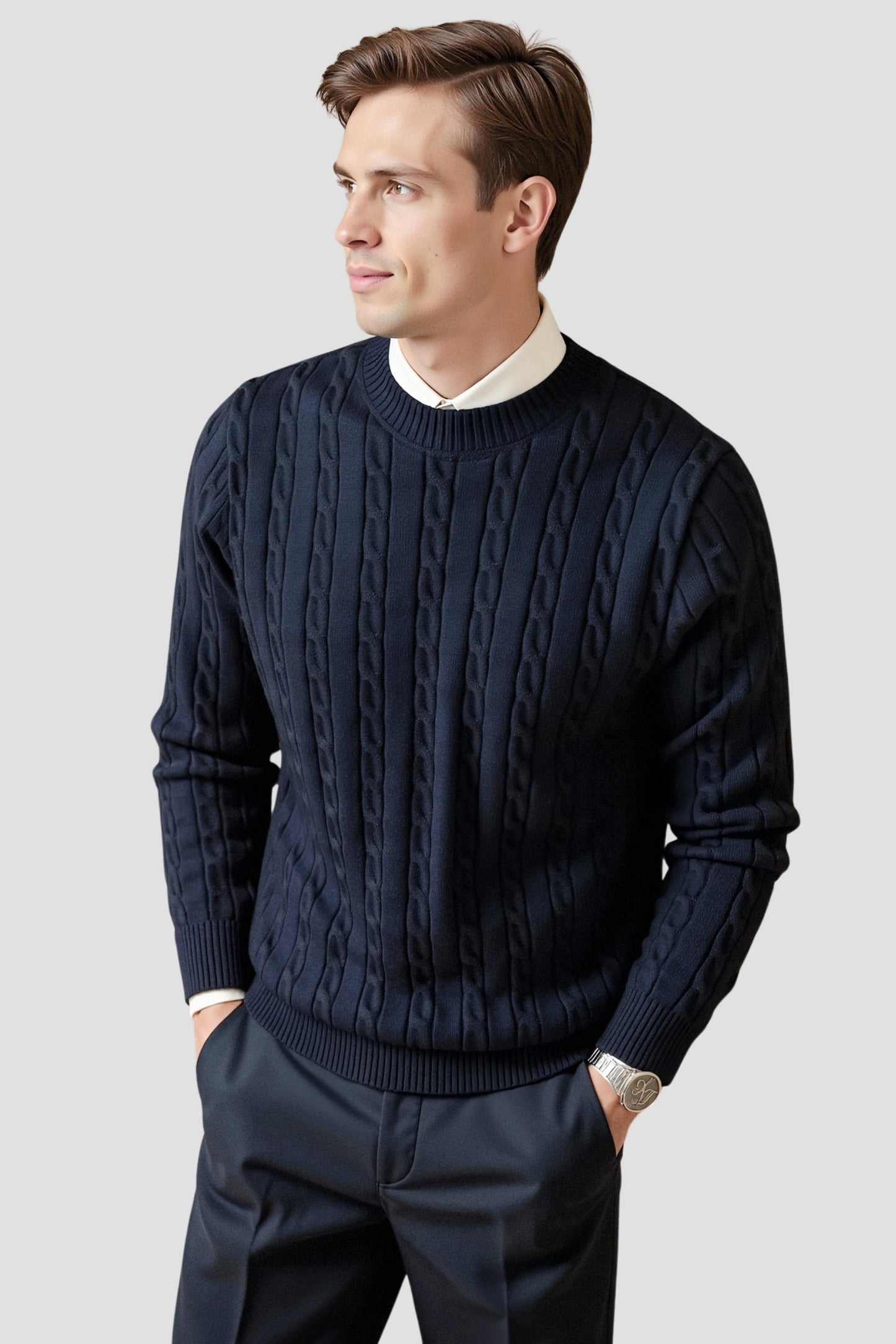 Klassischer Damen Zopfstrick Pullover Eleganz Komfort