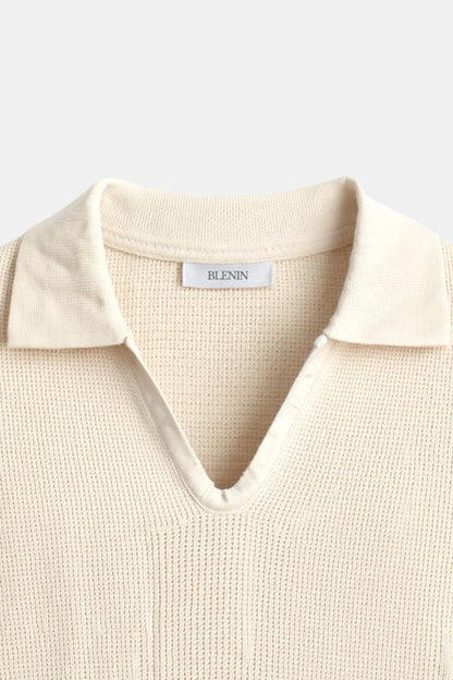 Herren Poloshirt Kurzärmelig Gestreift Blau-Weiß