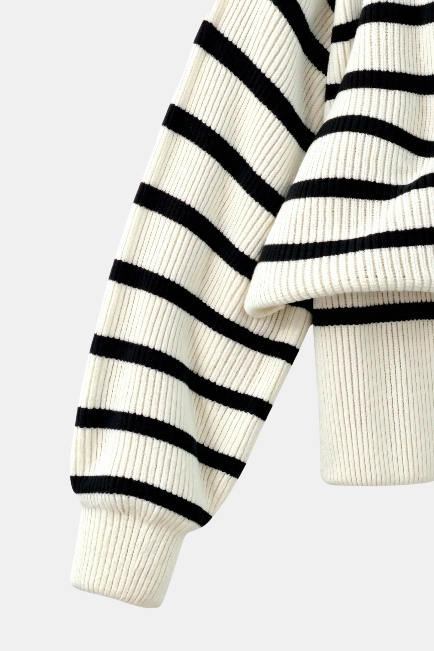 Damen Pullover Streifen Reißverschlusskragen