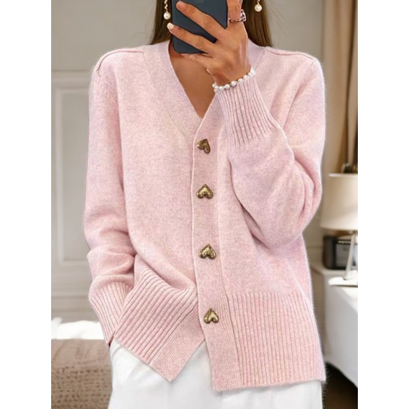 Damen Bluse Mit Herzknöpfen