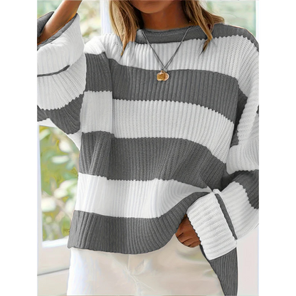 Eveloria Damen Oversize Pullover Gestreift