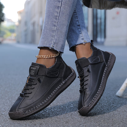 Damen Ankle Boots SchnürSchuhe Leder