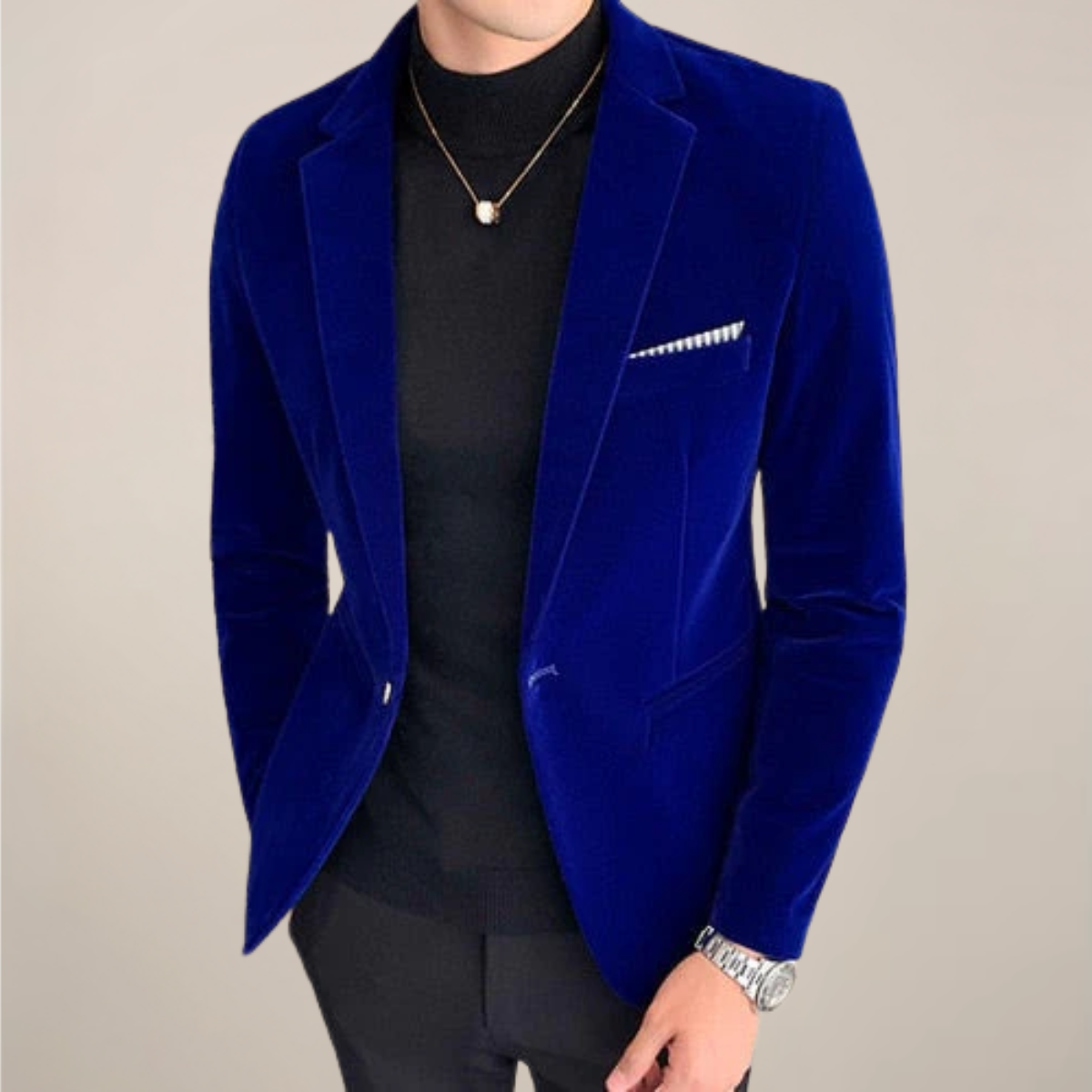 Herren Blazer Ein-Knopf-Revers Slim-Fit