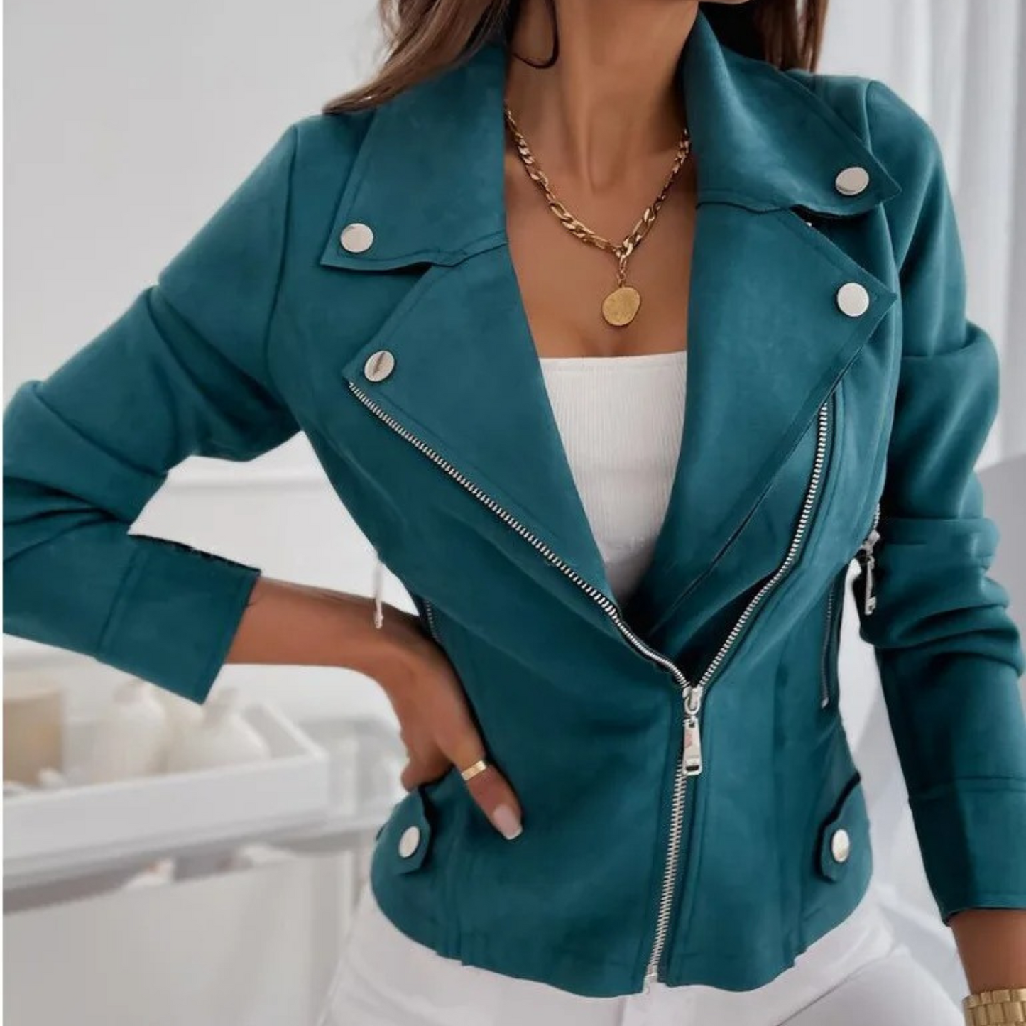 Eveloria Damen Wildlederjacke